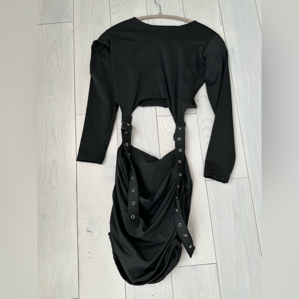 Chic Black Women's Bodysuit with Strap Detail